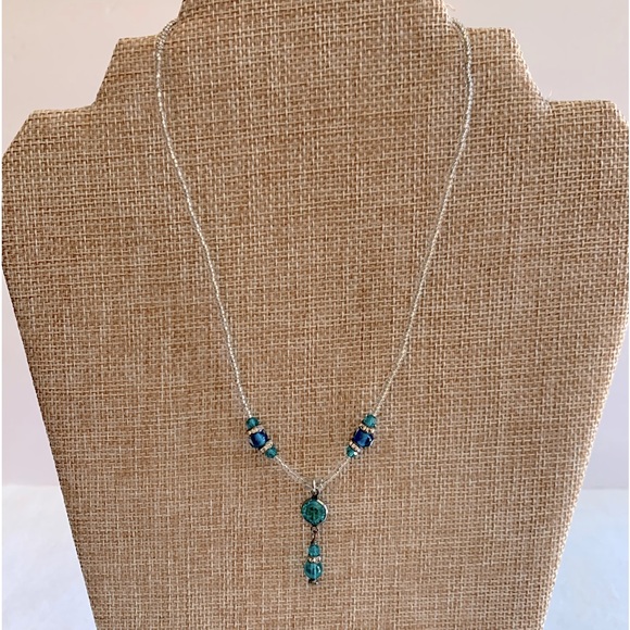 Gulten Dye Blue Swarovski Crystal Beaded Necklace - Picture 2 of 4